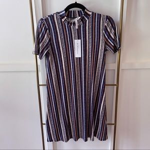 New! BCBG Generation Fall Stripe Mini Short Sleeve Dress || XS